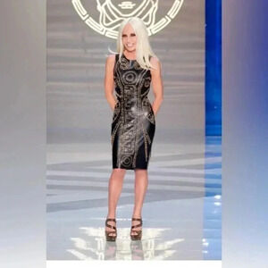 Versace x HM sexy day 2 nite leather  trendy wedding gold stiletto high heel 8